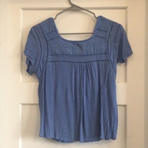 Beautiful Blue Top w/ Cutout & Embroidered Detail